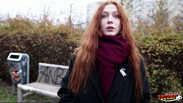 GERMAN SCOUT - Real Redhead Ginger Teen Alice Seduce with small Tits First Porn Casting without condom in Berlin