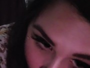 BBW submissive Neko girl xxkittens Pov blowjob with nipple clamps & collar being a good pet cumslut