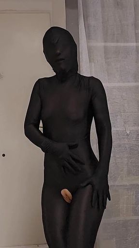 Nylon Zentai Catsuit and Gasmask Hot Encasement