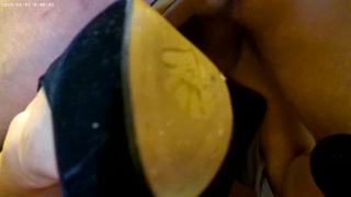 Cream pie bent over the couch heels fuck