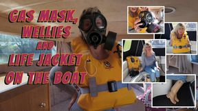 Gas Mask Wellies & Life Vest On the Boat