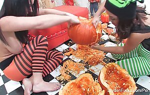 Pumpkins and lesbian sex with Jayden and Kristina