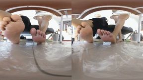 3DVR180 The POV view from beneath the four giant tables tramples on you