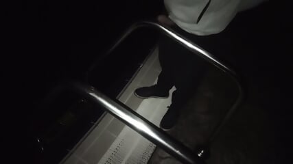 Moisa Robert massages his penis against the railing of one of the swimming pools of a hotel in Eforie Nord