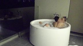 Asian Couple Having Sex In An Outdoor Jacuzzi, Someone Is Peeking