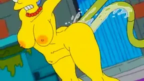 Marge Simpson gets impregnated by alien tentacles in dirty alley
