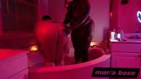 Lesbian action in the hot tub
