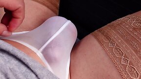 Crossdresser urinates in pantyhose in public