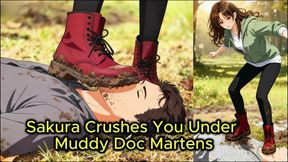 Boots Trampling in the Mud - Sakura Crushes You Under Doc Martens