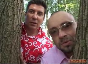 Two Hiker Meet a Cute Girl in the Woods for Some Pleasure