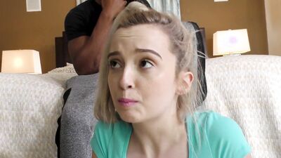 Petite blonde Lexi Lore is destroyed by two hung black guys