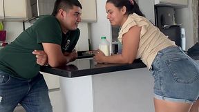 Big ass neighbor goes over to him, to get dicked down