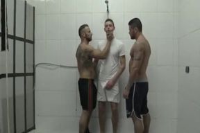 Predominated In The Douche trio-some Urinating