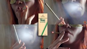 Smoking More 120 Mild Menthol redhair fishnet in your face