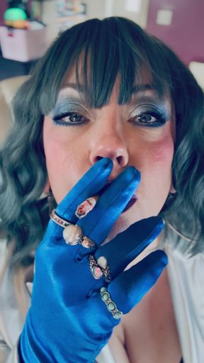 Dressed In Silver &amp; Gloves &amp; Rings Tina Snua Smoke A Supeking Cigarette