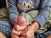 Cock tip and foreskin scratching nailjob with juicy happy ending cum splash on nails