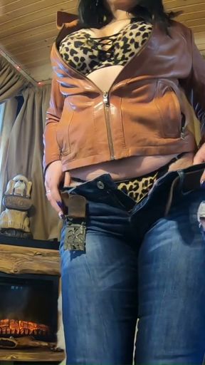 Cabin Striptease - Leather Belt, Jeans &amp; Slow Teasing (Part 2)   Clip 2