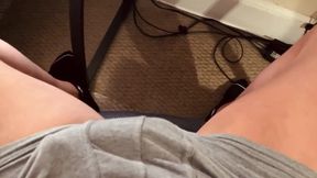 Stress relief with a big thick gay dick squirted on gray underwear