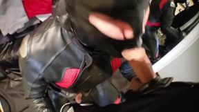 Two gear head in full leather tracksuit - BJ, edge, suck, 69