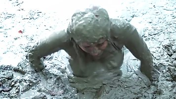 Naughty babe with pink hair and big, bouncy tits likes a mud treatment a lot