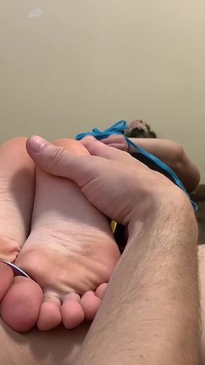 Tied up Foot Fuck with Cumshot