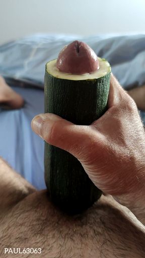 Masturbation with Zucchini and Cumshot (POV and ring think)