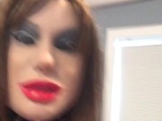 Kim's skirt tease (latex, pussy, female mask, trans, crossdress, mask, feminization, fetish, tights)