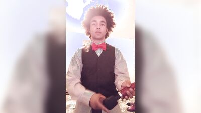 Femboy in tuxedo touches himself with doxy vibrator