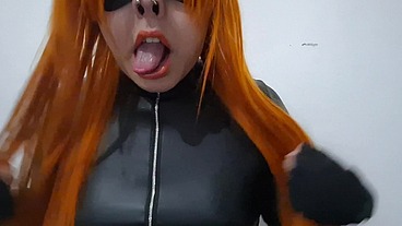 Full Version: Sissy Black Widow Lactates and Grows her Tits until they are Hanging low, then Whips them with a Vacuum Milking Machine.