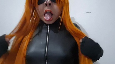 Full Version: Sissy Black Widow Lactates and Grows her Tits until they are Hanging low, then Whips them with a Vacuum Milking Machine.