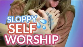 Nude Sloppy Sucking My Toes After Work - Self Worship Licking and Spitting