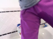 Pissing in my purple sweatpants for you.