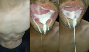 Asian twink gags on giant cock sloppy gargle throat fuck