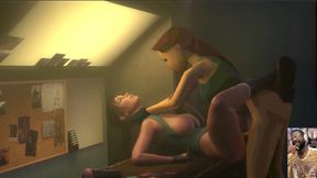 Classic Futa Lara Croft Fucks and Creampies Inside Modern Lara Croft in Her Tight New Pussy