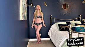 Blonde cutie in bikini talking