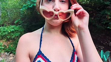 Redhead Winter Leigh Sucks My Huge Cock in the Woods