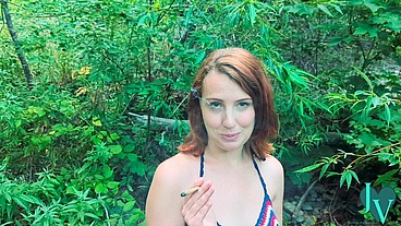 Redhead Winter Leigh Sucks My Huge Cock in the Woods
