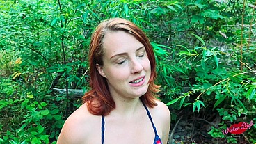 Redhead Winter Leigh Sucks My Huge Cock in the Woods
