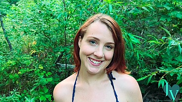 Redhead Winter Leigh Sucks My Huge Cock in the Woods