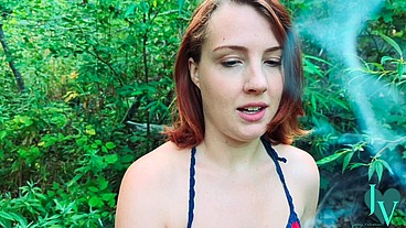 Redhead Winter Leigh Sucks My Huge Cock in the Woods