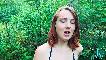 Redhead Winter Leigh Sucks My Huge Cock in the Woods