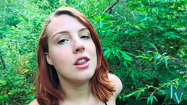 Redhead Winter Leigh Sucks My Huge Cock in the Woods