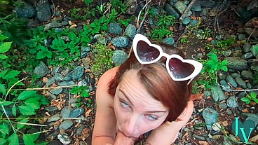 Redhead Winter Leigh Sucks My Huge Cock in the Woods