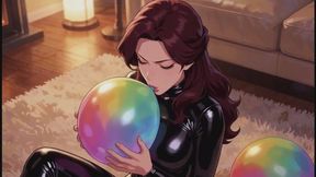 Balloons Stories #14B: Latex Catsuit Balloon Confession After Work (Animated)