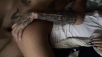 Wet blonde 18 year old moaning loud in the dark with tattooed hips