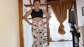 Katy wearing workout clothes