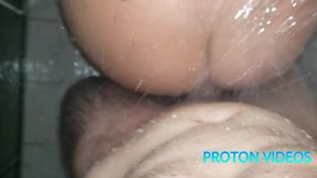 backstage: bareback fucking the hot pornstar on the shower
