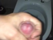Cumshots in restaurant bathroom