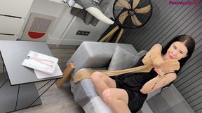 pretty redhead stacy fort gets her pussy creampied in sexy sheer tan pantyhose