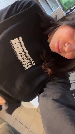 Woman in black hoodie